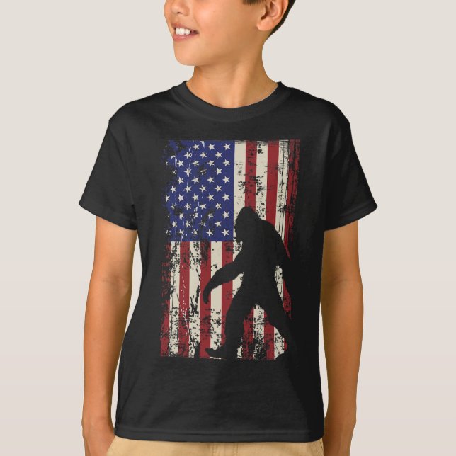 Bigfoot American Flag 4. Juli Patriotic T-Shirt (Vorderseite)
