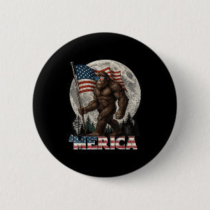 Bigfoot American Flag Funny 4. Juli Men Rock S Button