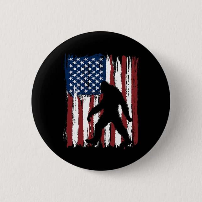 Bigfoot American Flag Funny 4. Juli Patriotic Button (Vorderseite)
