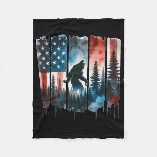 Bigfoot American Flag Sasquatch Patriotic 4. J Fleecedecke (Vorderseite)