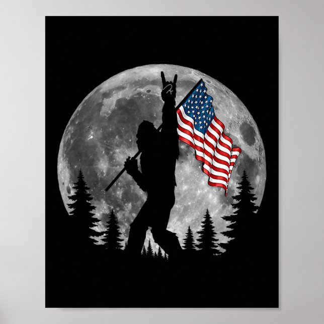 Bigfoot American Flag Sasquatch Patriotic 4. J Poster (Vorne)