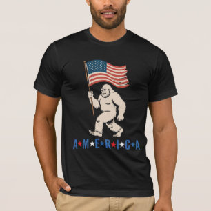 Bigfoot Amerika Patriotisch Lustig Sasquatch USA W T-Shirt