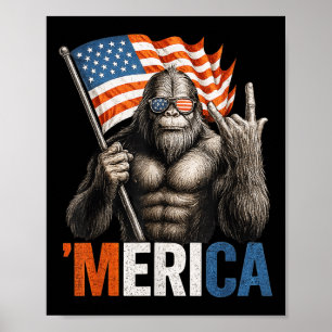 Bigfoot Amerika Patriotischer Sasquatch Rockt Amer Poster