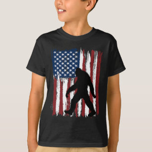 Bigfoot Amerikanische Flagge Lustig 4. Juli Patrio T-Shirt