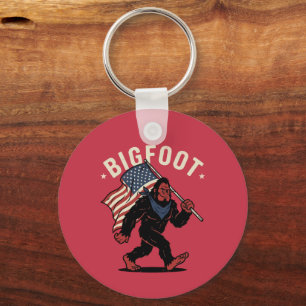 Bigfoot Amerikanische Flagge Patriotisch Retro 4.  Schlüsselanhänger