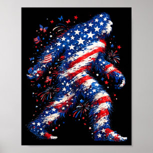 Bigfoot amerikanische Flagge Sasquatch patriotisch Poster