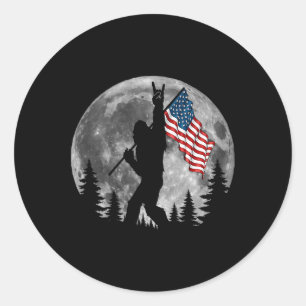 Bigfoot Amerikanische Flagge Sasquatch Patriotisch Runder Aufkleber