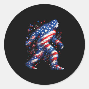 Bigfoot amerikanische Flagge Sasquatch patriotisch Runder Aufkleber