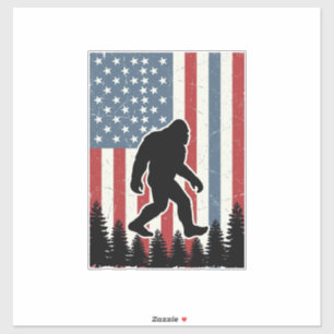 Bigfoot Amerikanische Flagge Vintage Vektor-Shirt- Aufkleber