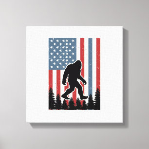 Bigfoot Amerikanische Flagge Vintage Vektor-Shirt- Leinwanddruck
