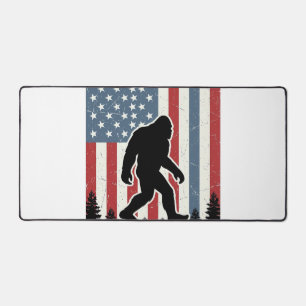 Bigfoot Amerikanische Flagge Vintage Vektor-Shirt- Schreibtischunterlage