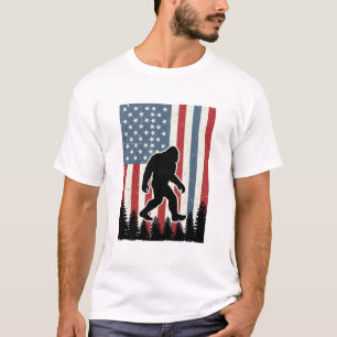 Bigfoot Amerikanische Flagge Vintage Vektor-Shirt- T-Shirt