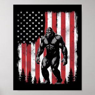 Bigfoot Amerikanische USA-Flagge Patriotisch 4. Ju Poster