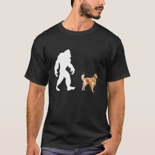 Bigfoot and Golden Retriever - Canine Lover Dow Ow T-Shirt