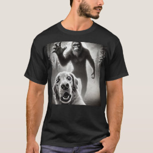 Bigfoot and Golden Retriever T - Shirt - Funny Cry