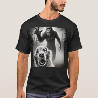 Bigfoot and Golden Retriever T - Shirt - Funny Cry