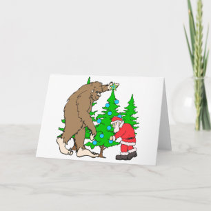 Bigfoot and Santa Christmas Feiertagskarte