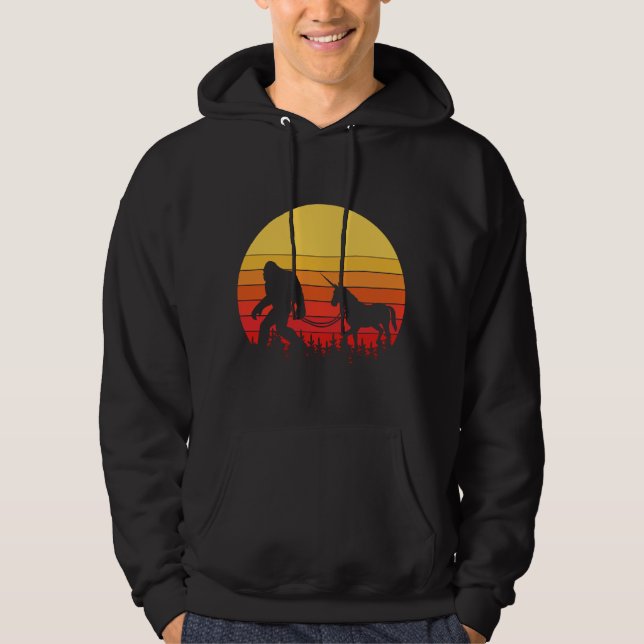 Bigfoot and Unicorn in one Retro Design Hoodie (Vorderseite)