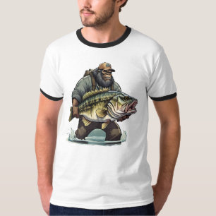 Bigfoot-Angeln-Barsch-Fisch-Sasquatch-Yeti-Angler T-Shirt