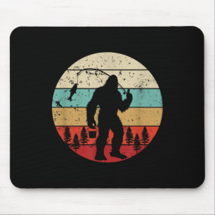 Bigfoot-Angeln Lustiger Fischer Retro-Sasquatch-Va Mousepad