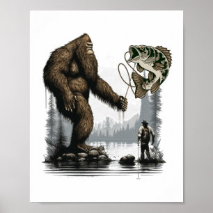 Bigfoot-Angeln Lustiger Sasquatch-Fisch 1  Poster