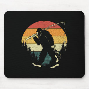 Bigfoot-Angeln Lustiger Sasquatch Fisch Sonnenunte Mousepad