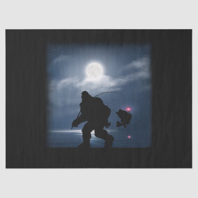 Bigfoot Angeln Sasquatsch und Fischnacht Fisch Seidenpapier (Vorderseite)