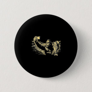 Bigfoot-Angeln Selfie lustiger Sasquatch-Barsch Button