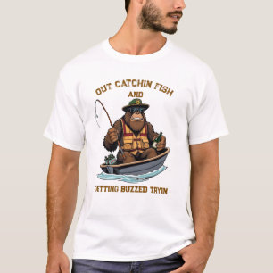 Bigfoot-Angeln und -Trinken T-Shirt