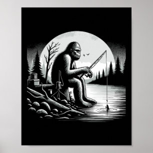 Bigfoot Angelsee Sasquatch Fisherman Funny Fis Poster