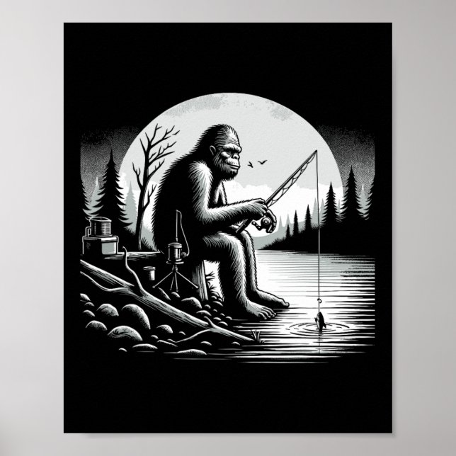 Bigfoot Angelsee Sasquatch Fisherman Funny Fis Poster (Vorne)