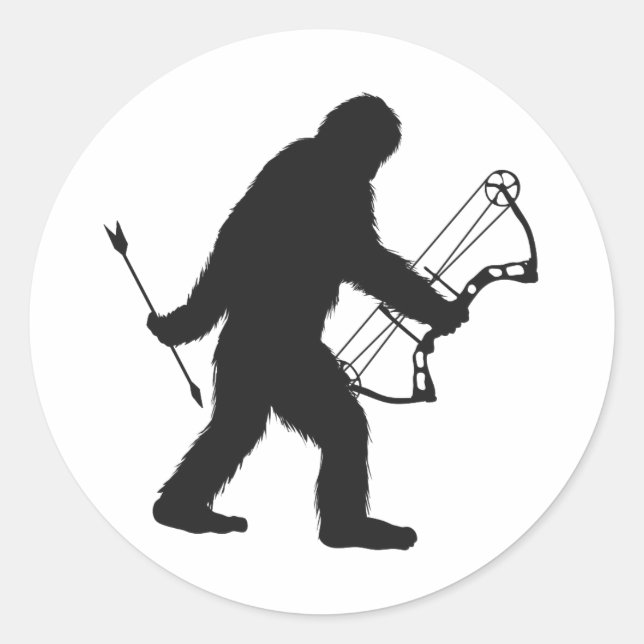 Bigfoot Archer Silhouette Runder Aufkleber (Vorderseite)