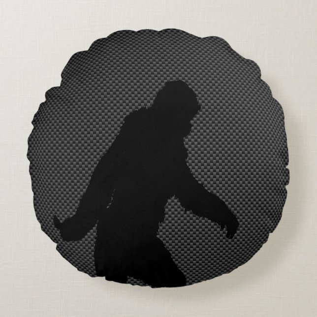 Bigfoot auf Carbon Fiber Print Rundes Kissen (Vorderseite)