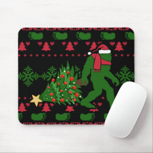 Bigfoot auf Strick Hintergrund Mousepad