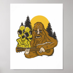 Bigfoot Außerirdischen Guitar Camping Sasquatch Fu Poster