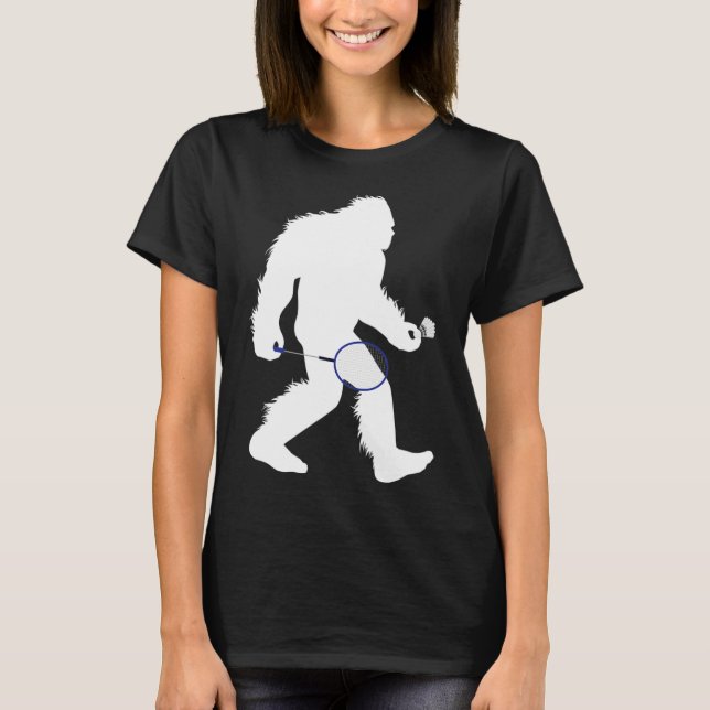 Bigfoot Badminton Player Sasquatch Shuttle T-Shirt (Vorderseite)
