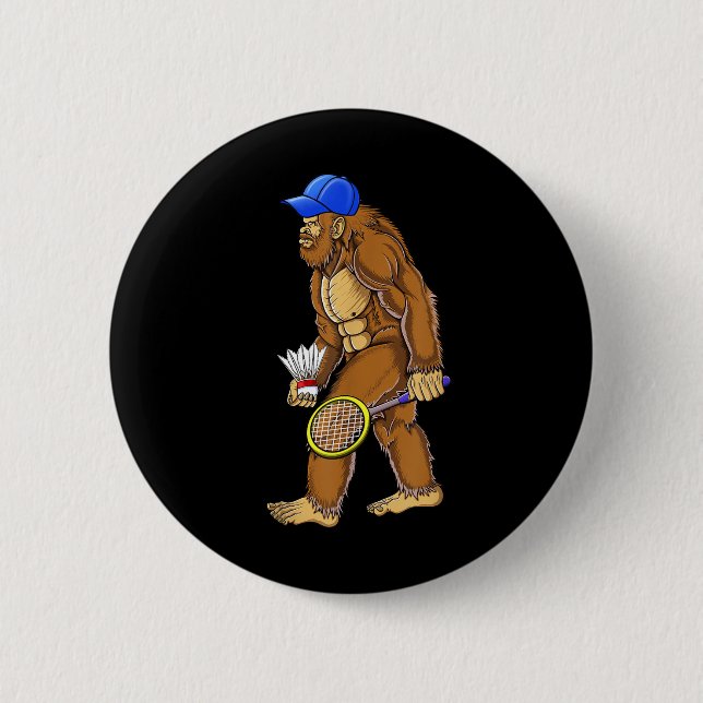 Bigfoot Badminton Shuttle Art Sports Button (Vorderseite)