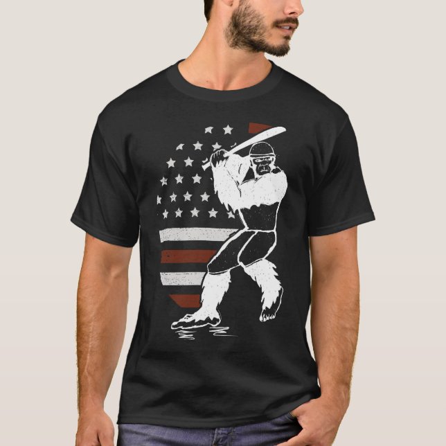Bigfoot Baseball American Flag Sasquatch Softball  T-Shirt (Vorderseite)