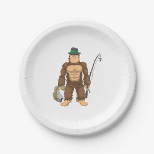 Bigfoot Bass Fishing Sasquatch Fischer Pappteller