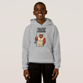 Bigfoot Behielt Ruhe und gehen Fischen Funny Hoodie