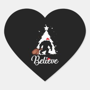Bigfoot Believe Christmas Shirt Herz-Aufkleber