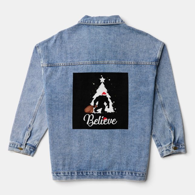 Bigfoot Believe Christmas Shirt Jeansjacke (Rückseite)