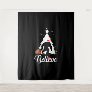 Bigfoot Believe Christmas Shirt Wandteppich