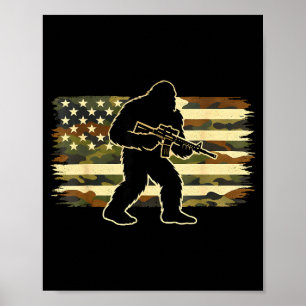 Bigfoot Besitzer Camo US amerikanische Flagge Sasq Poster