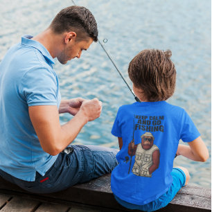 Bigfoot Bleib ruhig und geh angeln Lustig T-Shirt