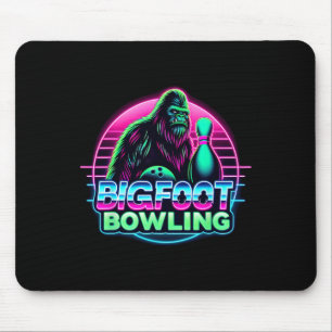 Bigfoot Bowling Funny Sasquatch Bowler Alley Butto Mousepad