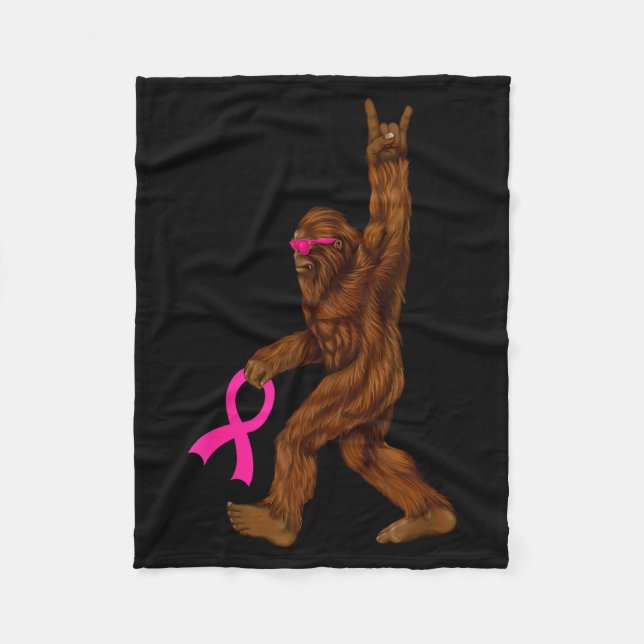 Bigfoot Breast Cancer Funny Sasquatch Nk Ribbon  Fleecedecke (Vorderseite)