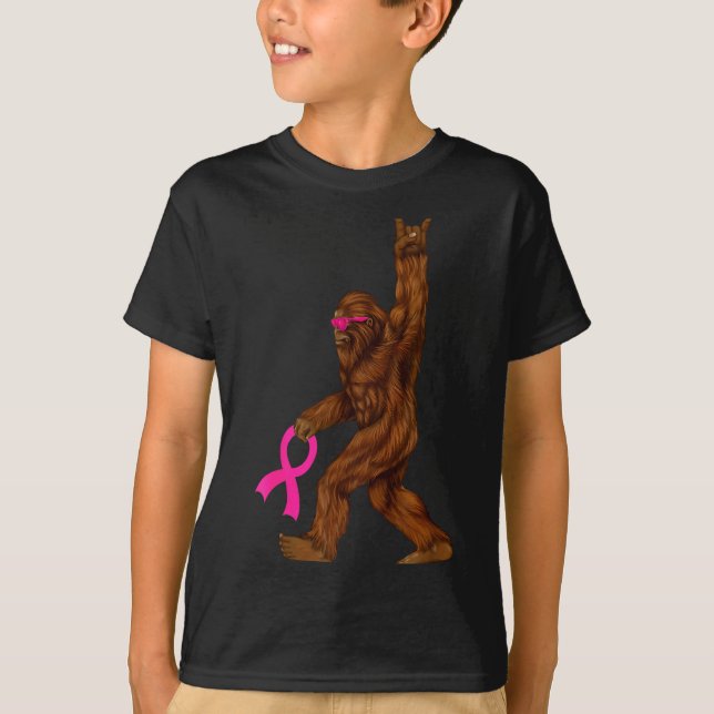 Bigfoot Breast Cancer Funny Sasquatch Nk Ribbon  T-Shirt (Vorderseite)