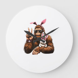 Bigfoot Bunny Lustiges Ostertags-Sasquatch-T-Shirt Große Wanduhr