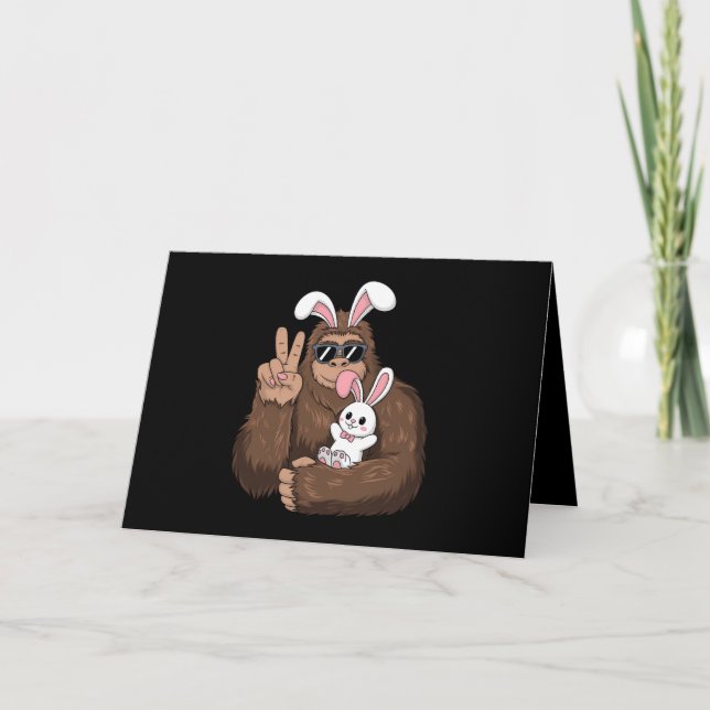 Bigfoot Bunny Rabbit Funny Ostertag Sasquatsch Dankeskarte (Vorderseite)